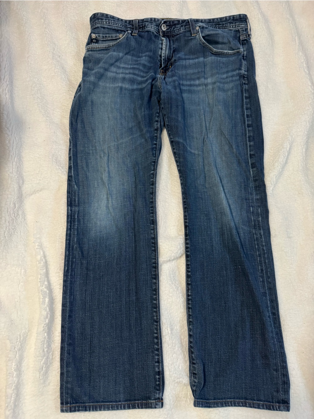 Ag Adriano Goldschmied Men's Straight Jeans in Medium Blue Wash